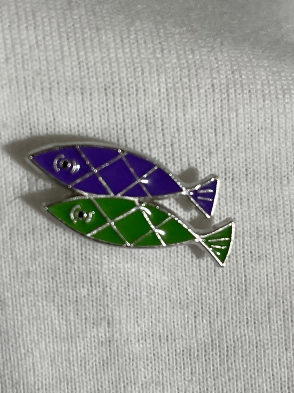 Green & Purple Fish Pin Accessory for Pets and Gear - Picture 6 of 9